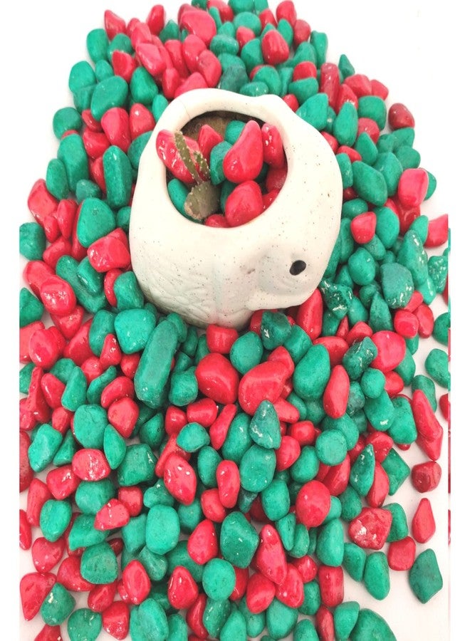 Ercole® Decorative Coloured Painted Asymmetric Marble Stone Pebbles for Vase Filler Plant Pots Aquarium Home Garden Outdoor Decoration (Red & Green, 3 Kg) - Image 5